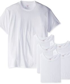 Hanes Men’s 6-Pack FreshIQ Odor Control Crew T-Shirts, White, Large