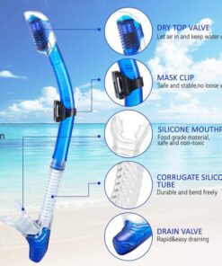 Supertrip Dry Snorkel Adult, Scuba Diving with Splash Guard and Top Valve