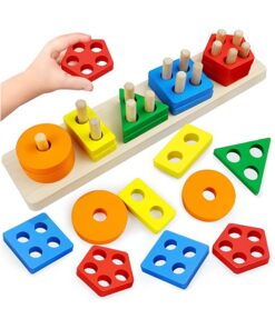 Montessori Toys for 1 to 3-Year-Old Boys Girls Toddlers, Wooden Sorting Toy