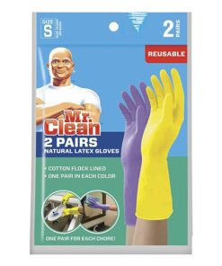 Mr. Clean Small Reusable Latex Gloves, 2 Color, 2 Pairs